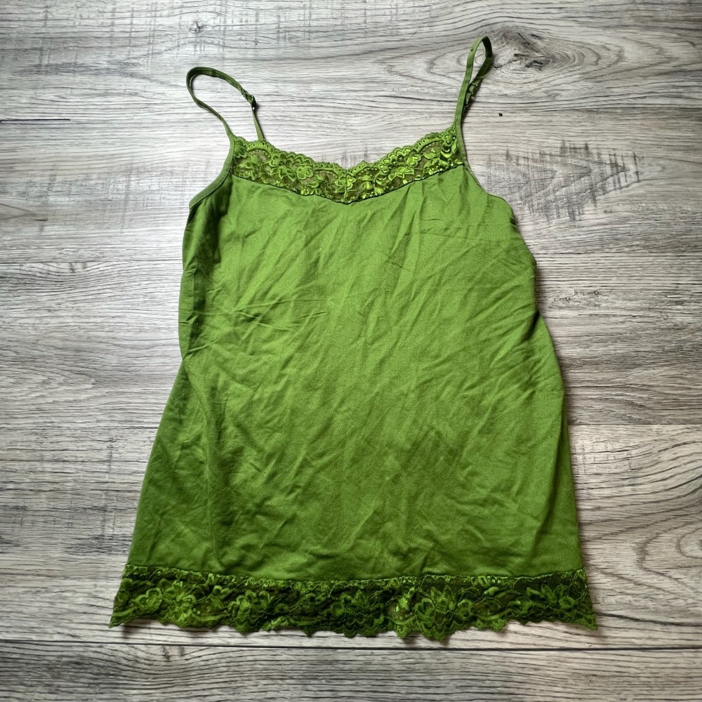 Apt. 9 Camisole Womens Medium Green Lace Trim Adjustable Strap Essentials AC31